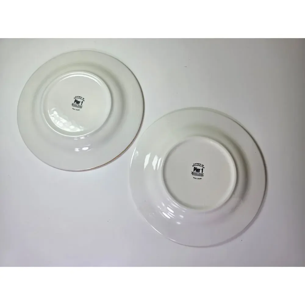 Set of 2 PIER 1 IMPORTS Red Gold Mosaic Fruit Earthenware 10.5